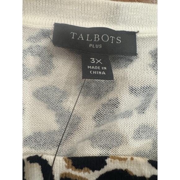 Talbots Top Womens Plus 3X Open Knit Pullover Sweater Cheetah New Tags $89 - Picture 7 of 12